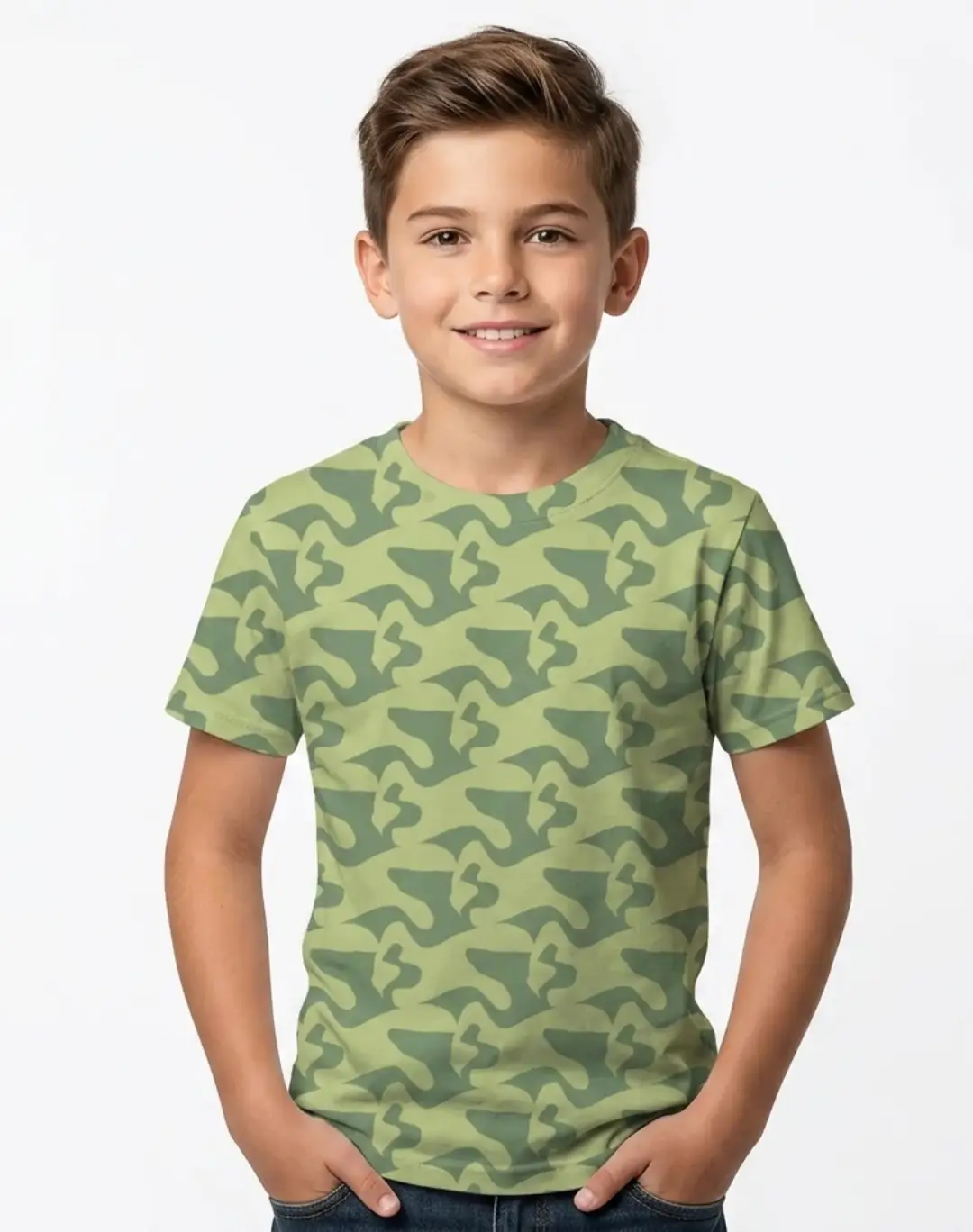 Kids Lime Camouflage T-shirt