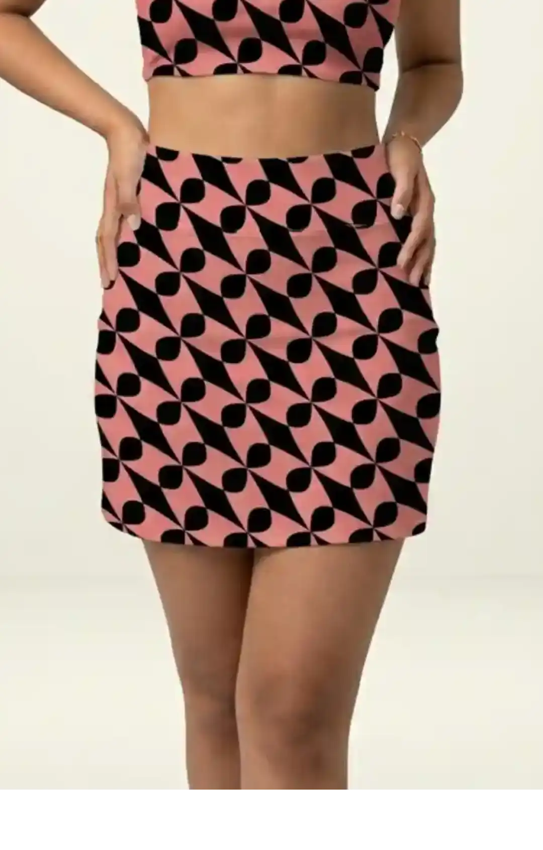 Checkered Floral Print Mini Skirt And Tube Top Set - Image 3