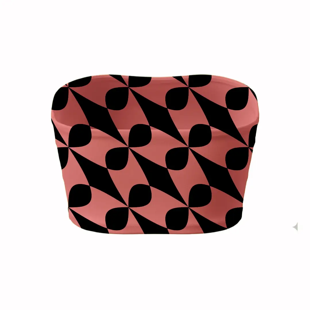 Checkered Floral Print Mini Skirt And Tube Top Set - Image 5