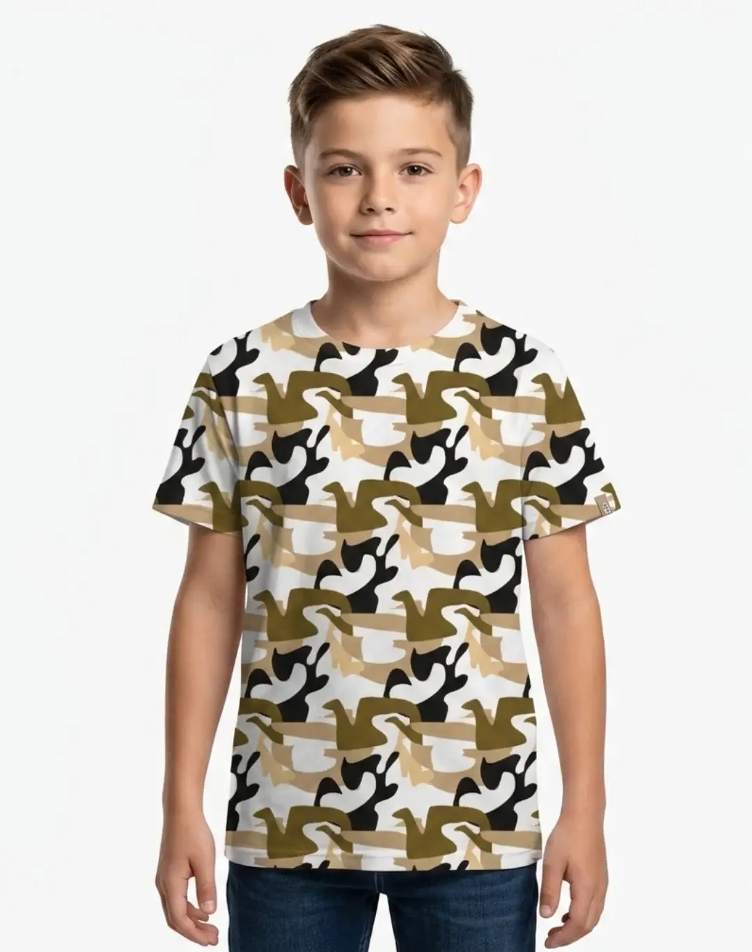 Kids Royal White Brown Camouflage T-shirt