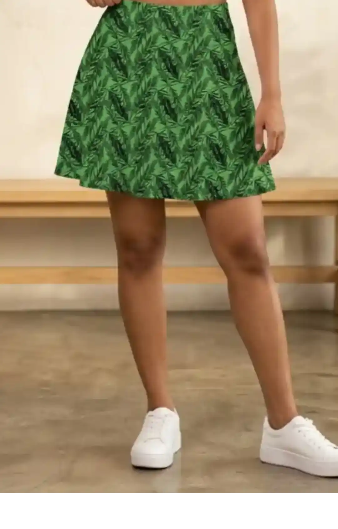 Green Tropical Print Mini Skirt And Tube Top Set - Image 3