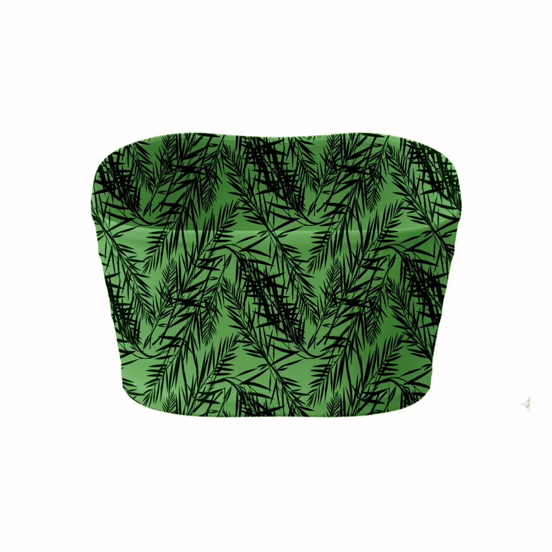 Green Tropical Print Mini Skirt And Tube Top Set - Image 5