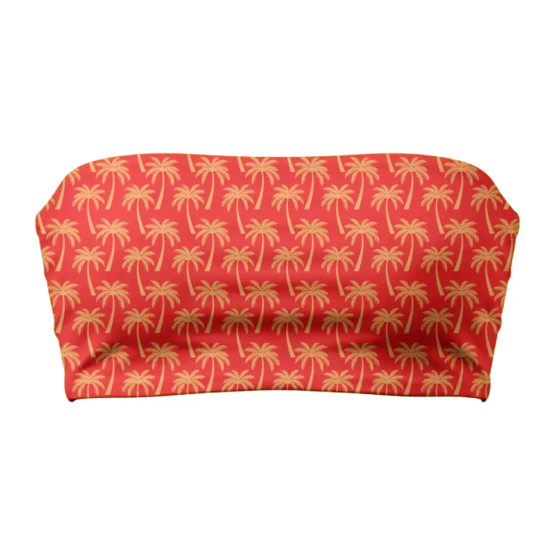 Tropical Sunset Color Palms Print Mini Skirt And Tube Top Set - Image 4