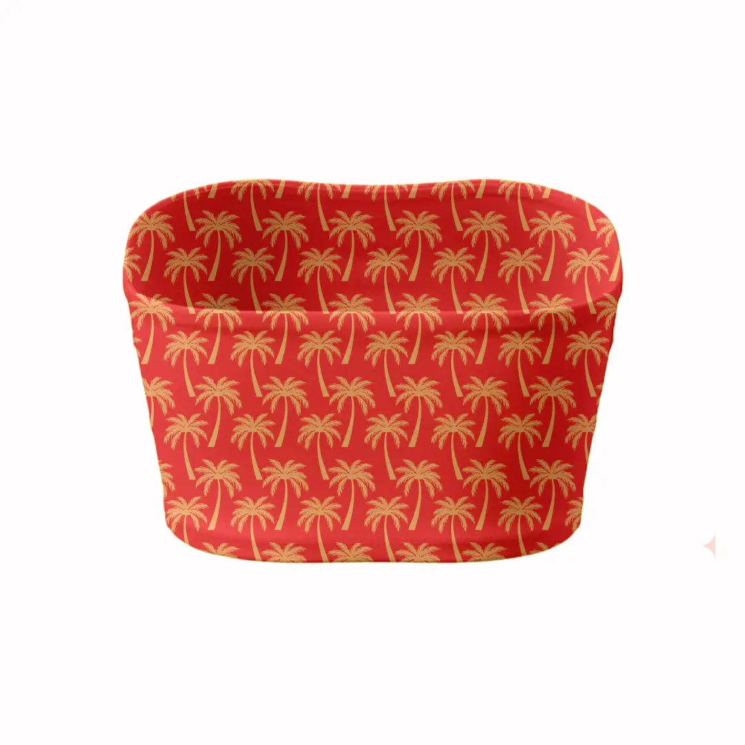 Tropical Sunset Color Palms Print Mini Skirt And Tube Top Set - Image 5