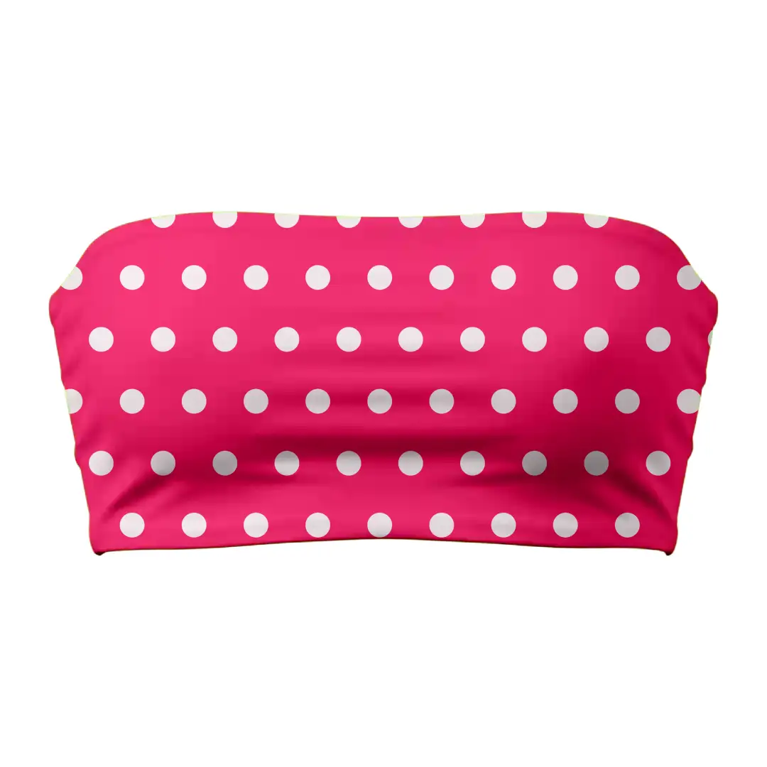 Pink White Polka Mini Skirt And Tube Top Set - Image 4