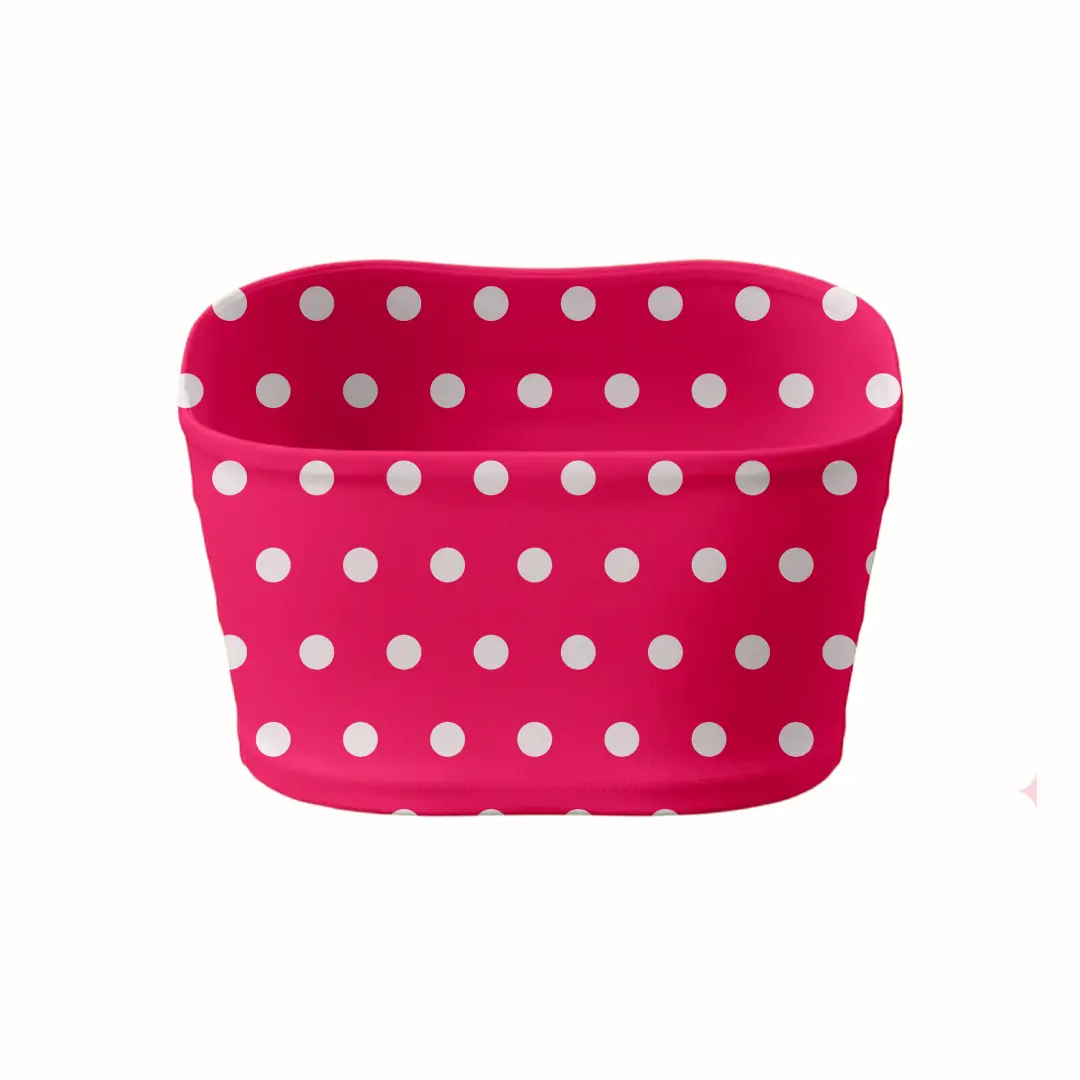 Pink White Polka Mini Skirt And Tube Top Set - Image 5