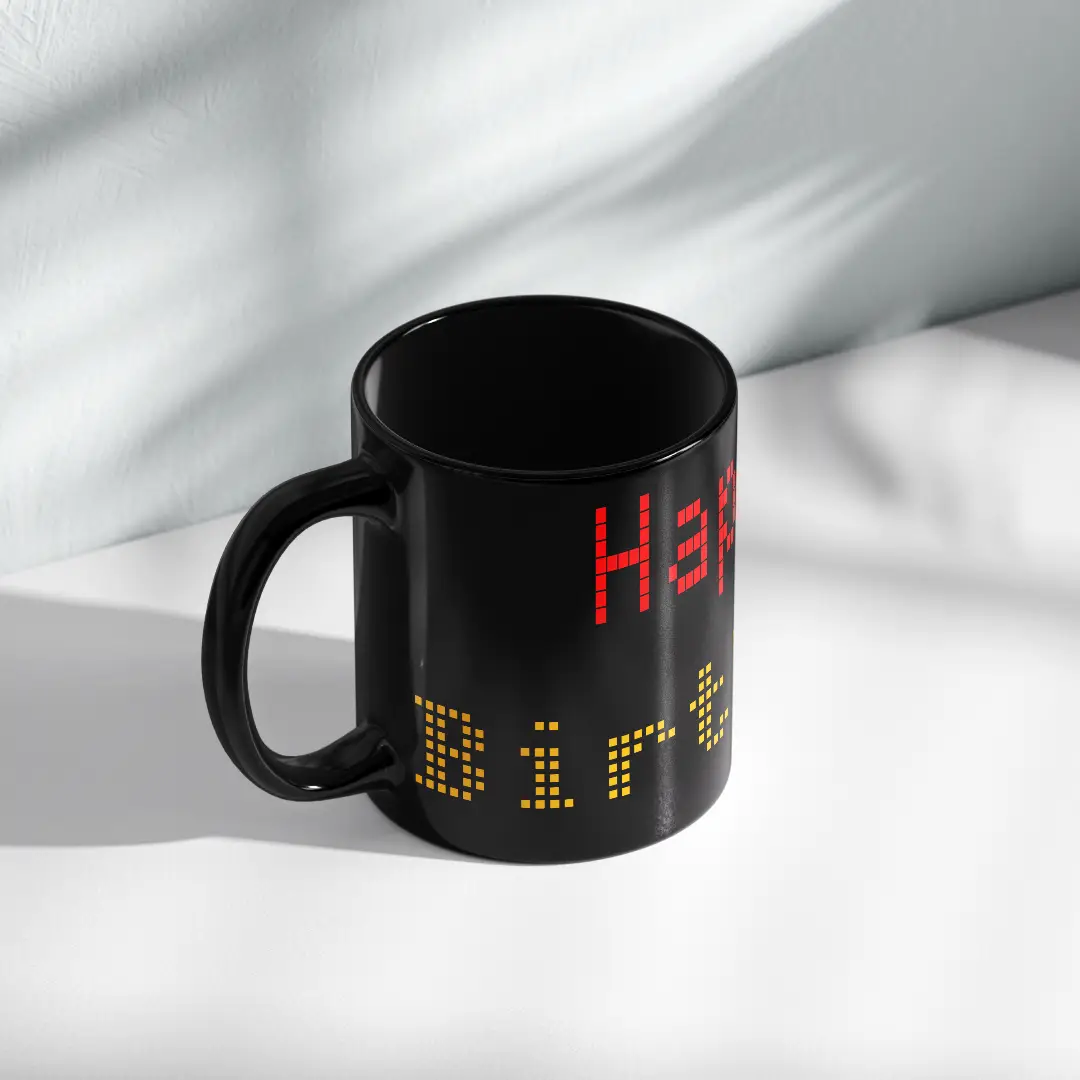 Happy Birthday Black Ceramic Coffee Mug