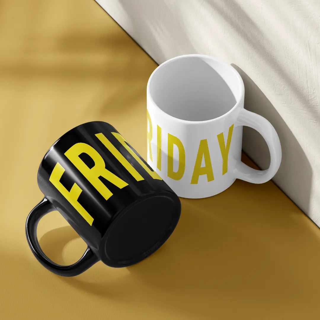 Pack Of Two Friday Ceramic Coffee Mug