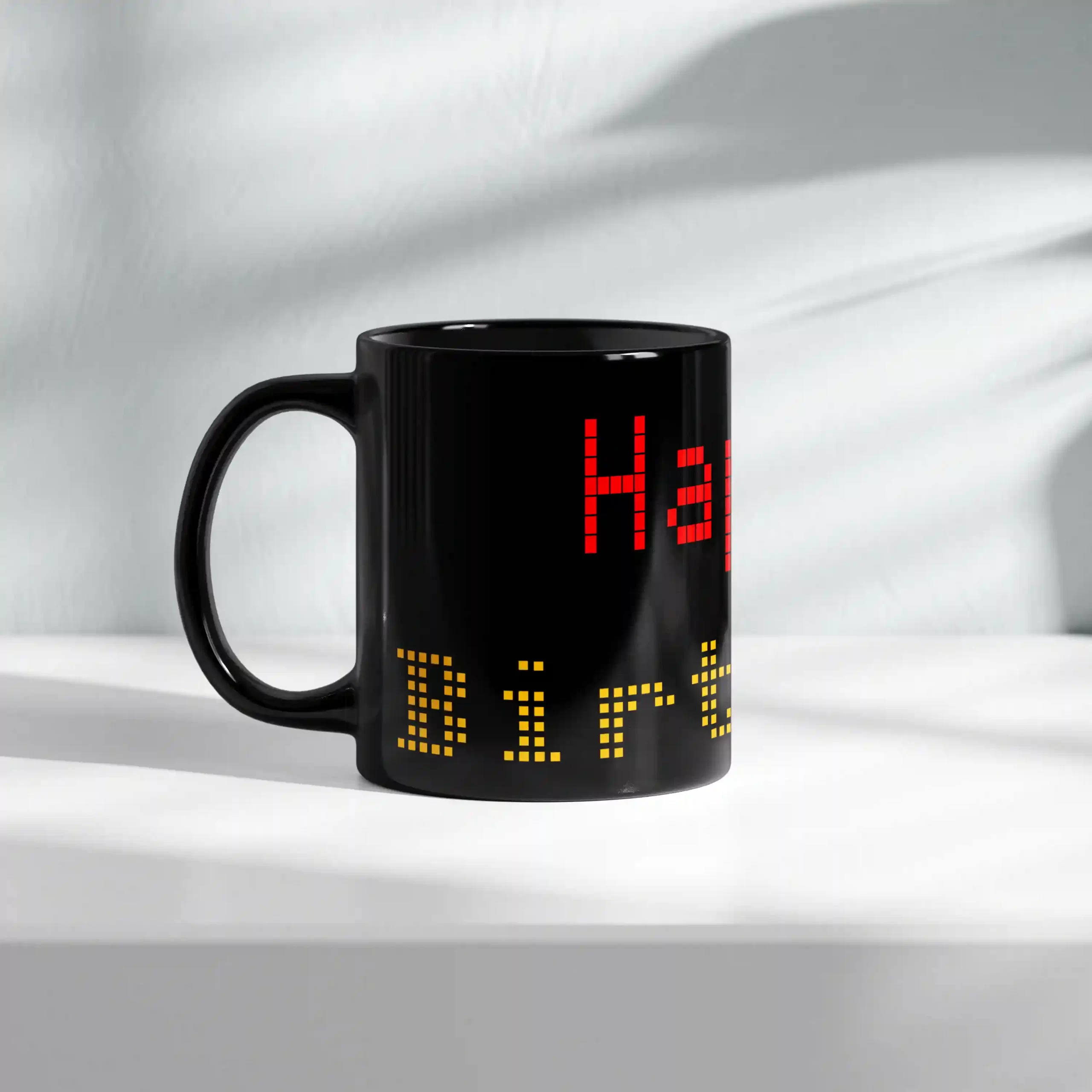 Happy Birthday Black Ceramic Coffee Mug - Image 4