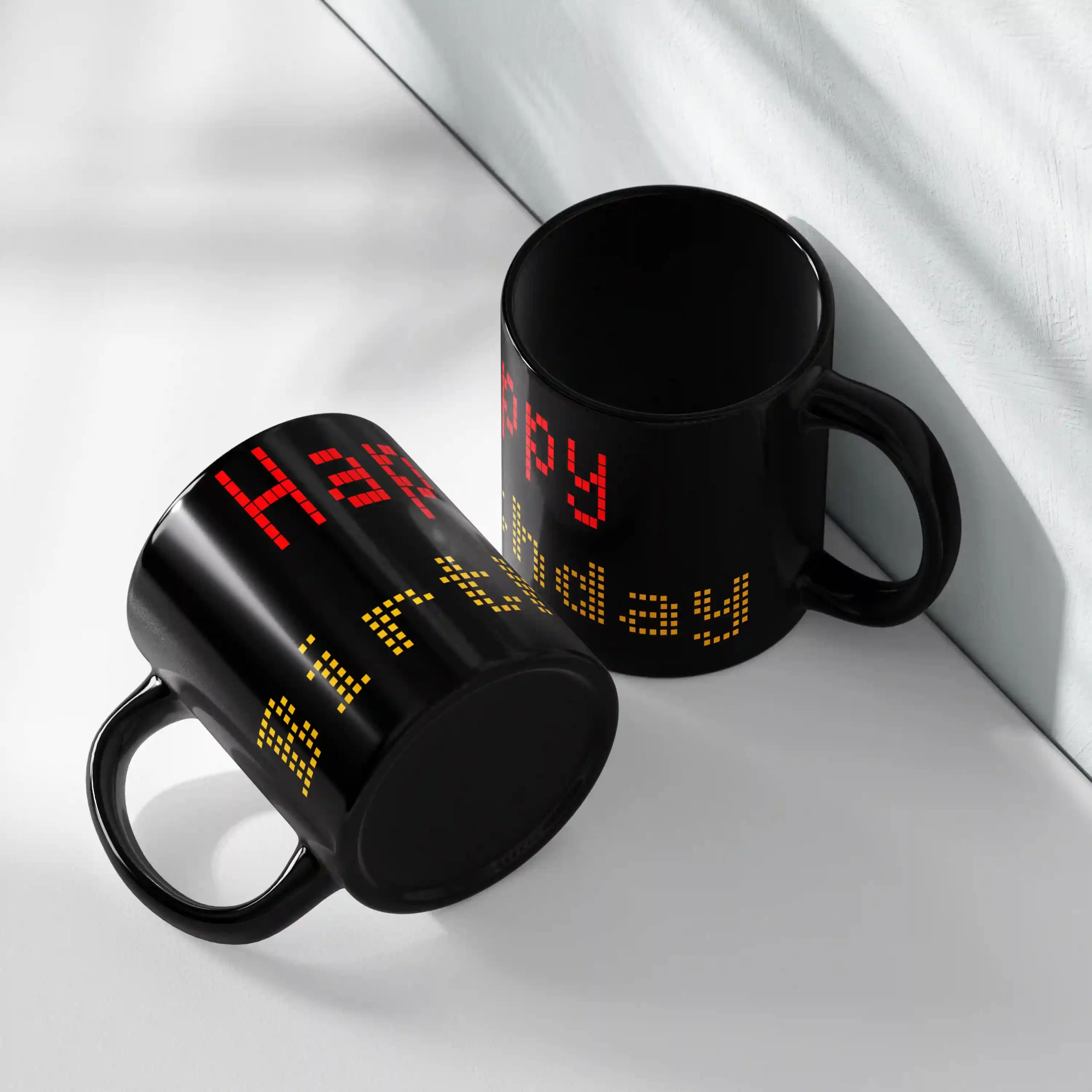 Happy Birthday Black Ceramic Coffee Mug - Image 2