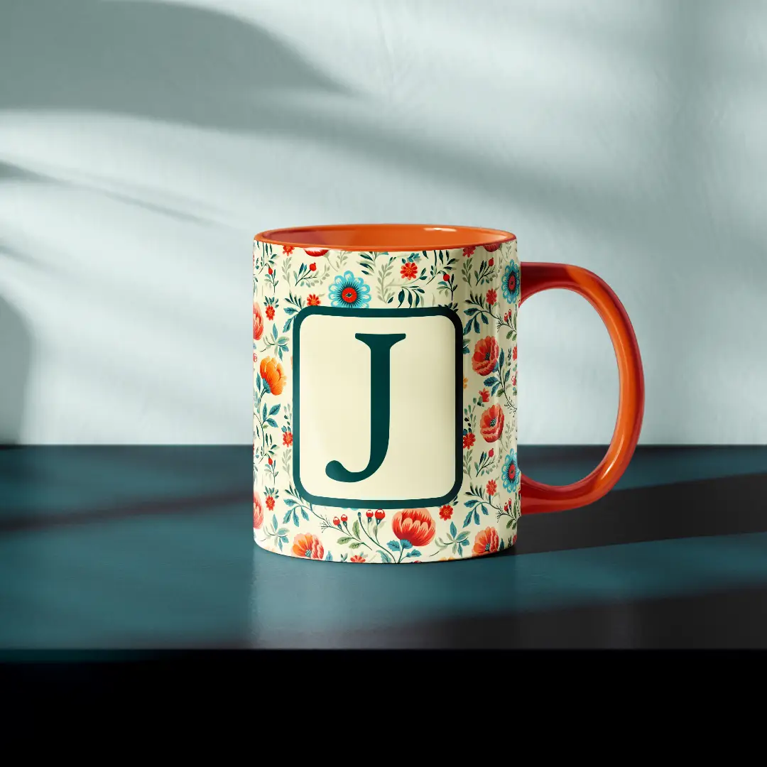 J Alphabet Ceramic Mug
