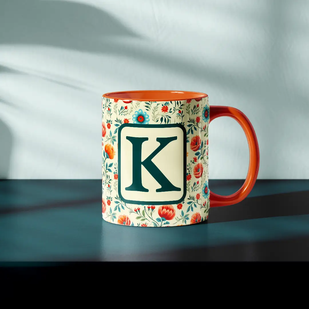 K Alphabet Ceramic Mug