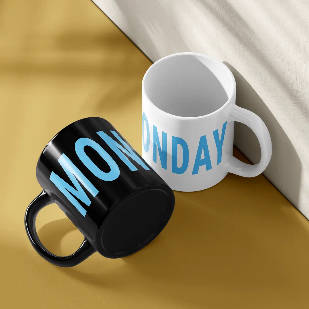 Pack Of Two Monday Ceramic Coffee Mug