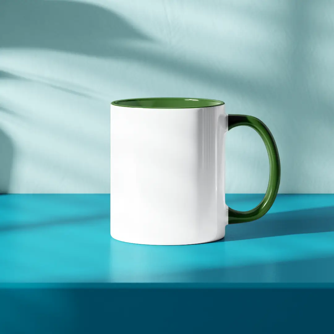 Plain White And Green Inner  Coffee Mug - Image 2