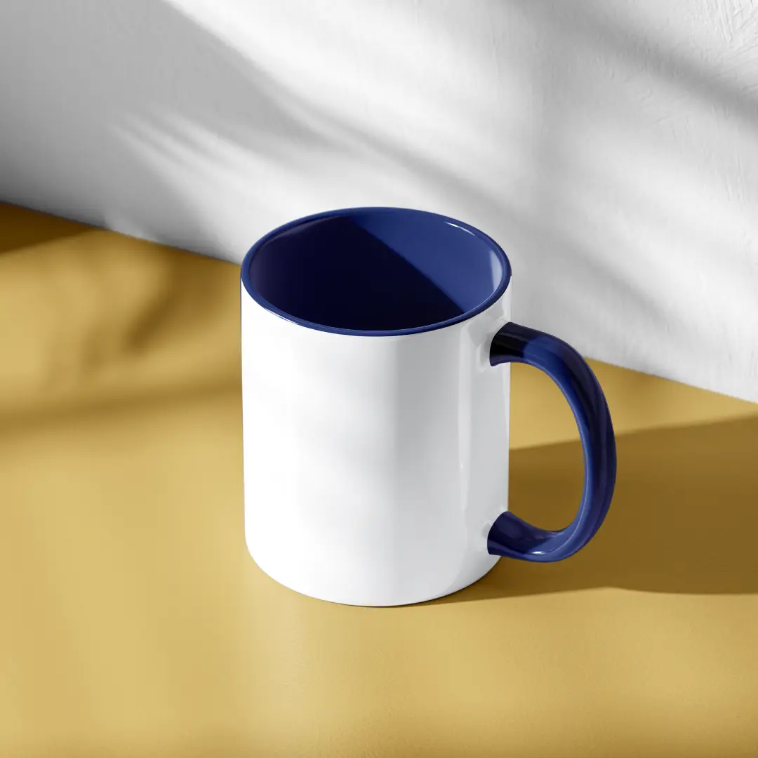Plain White And Navy Blue Inner  Coffee Mug