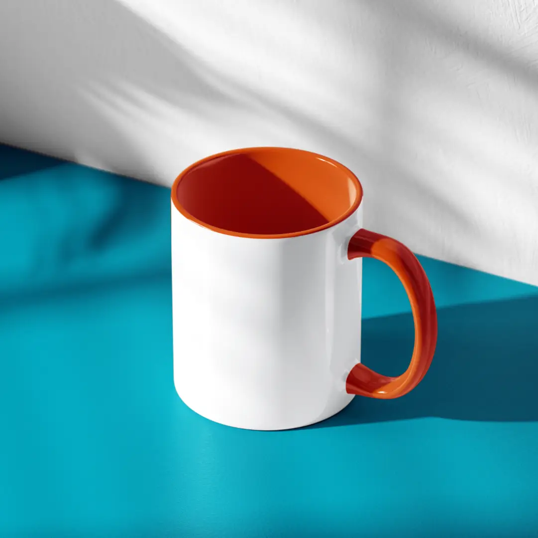 Plain White And Orange Inner  Coffee Mug