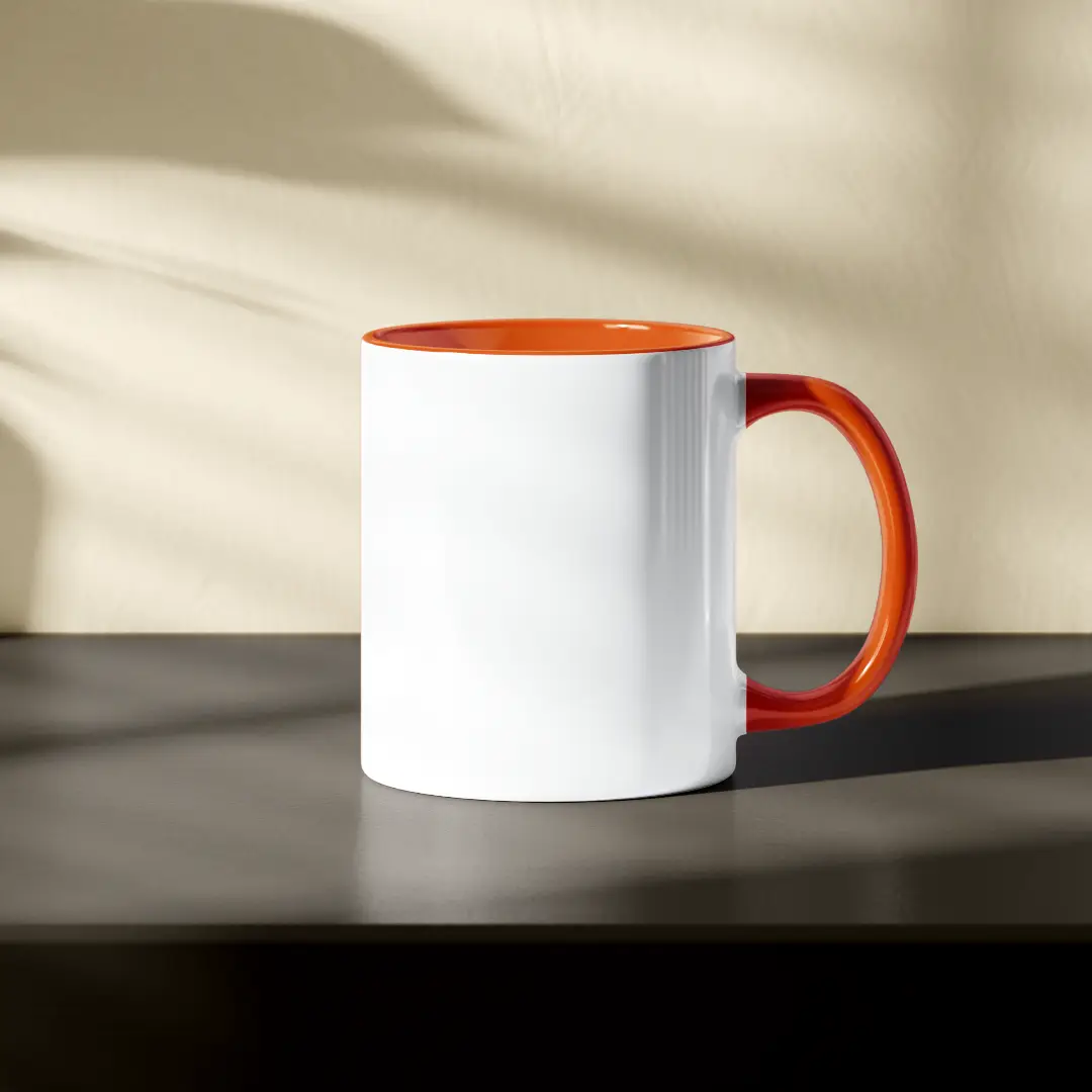 Plain White And Orange Inner  Coffee Mug - Image 2