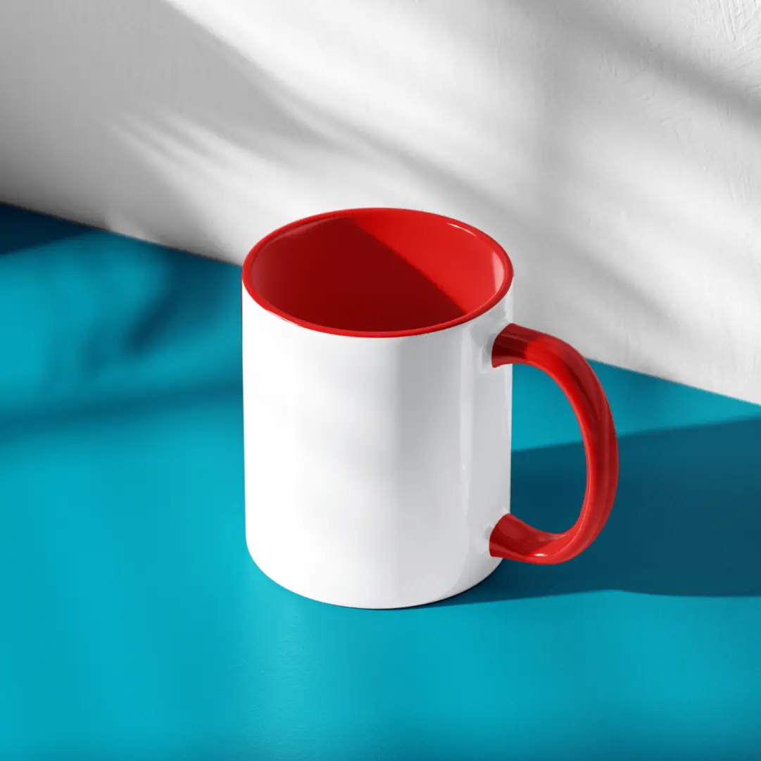 Plain White And Red Inner  Coffee Mug