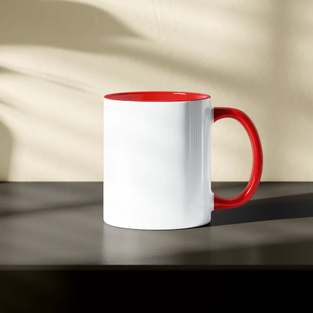 Plain White And Red Inner  Coffee Mug - Image 2