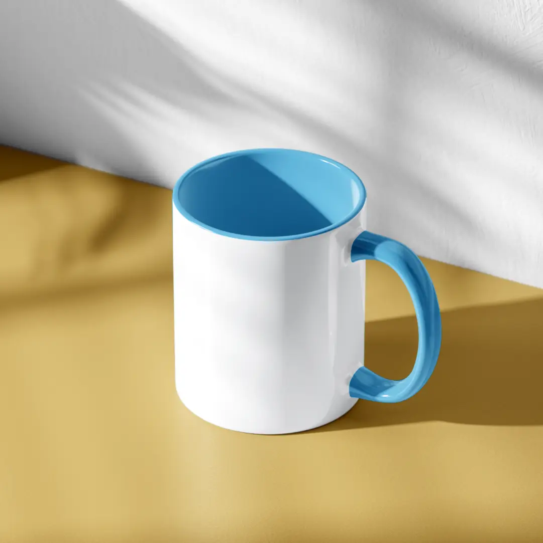 Plain White And Sky Blue Inner  Coffee Mug