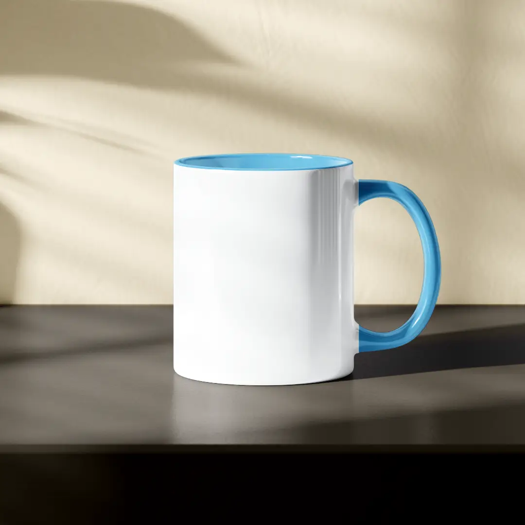 Plain White And Sky Blue Inner  Coffee Mug - Image 2