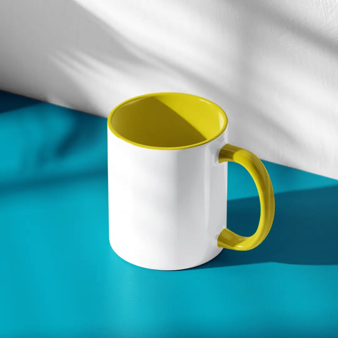 Plain White And Yellow Inner  Coffee Mug