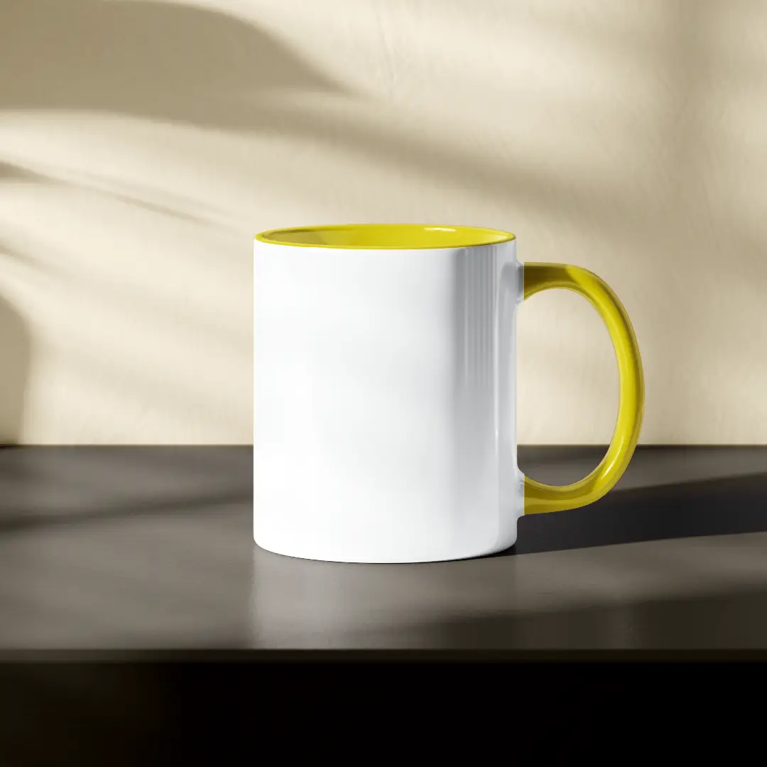 Plain White And Yellow Inner  Coffee Mug - Image 2