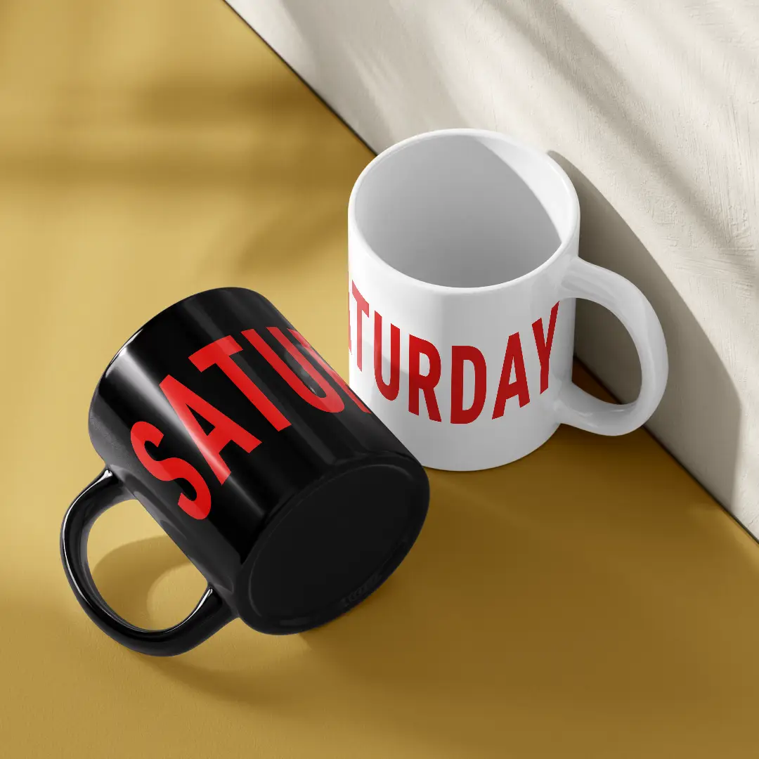 Pack Of Two Saturday Ceramic Coffee Mug