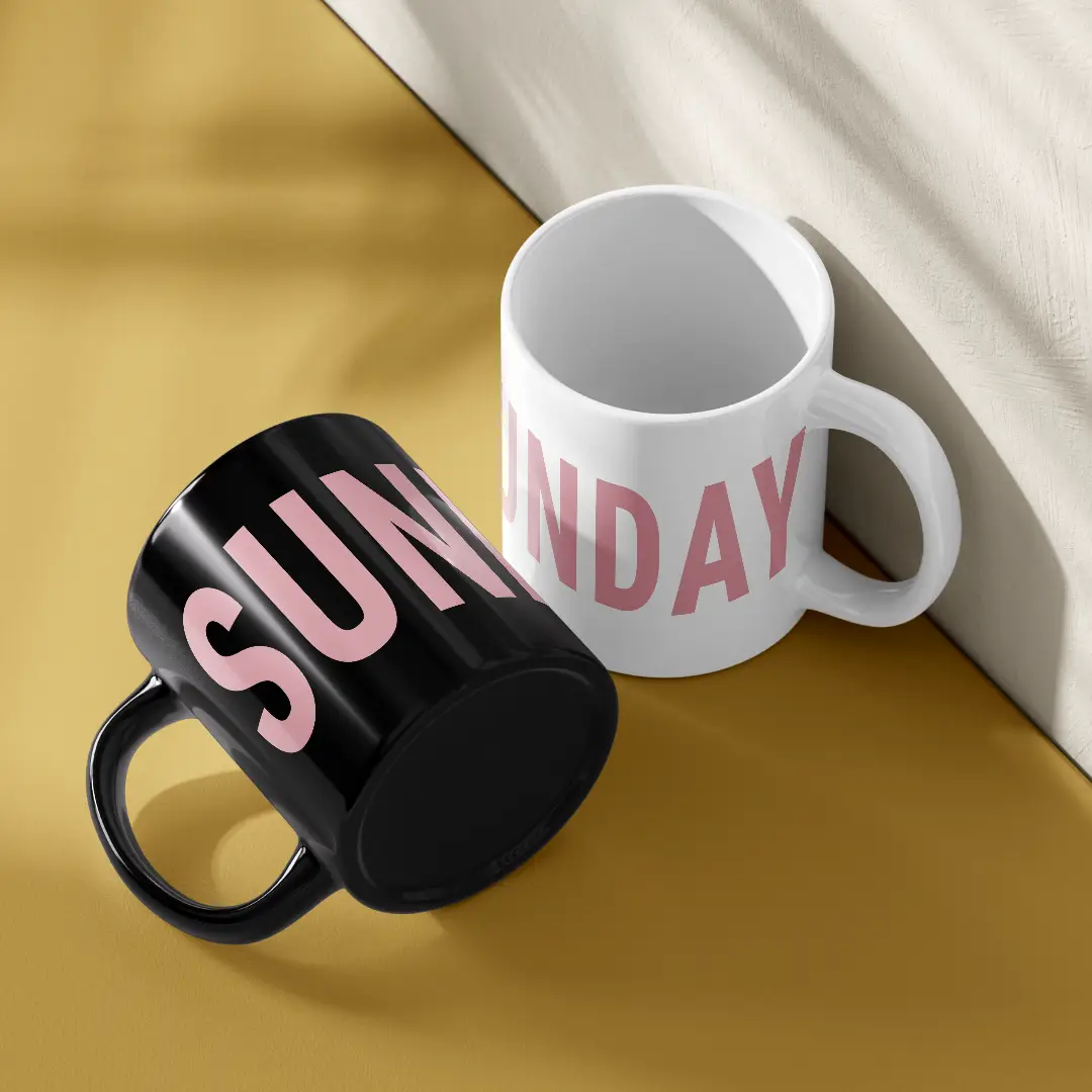 Pack Of Two Sunday Ceramic Coffee Mug