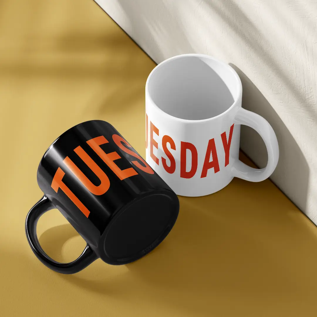 Pack Of Two Tuesday Ceramic Coffee Mug