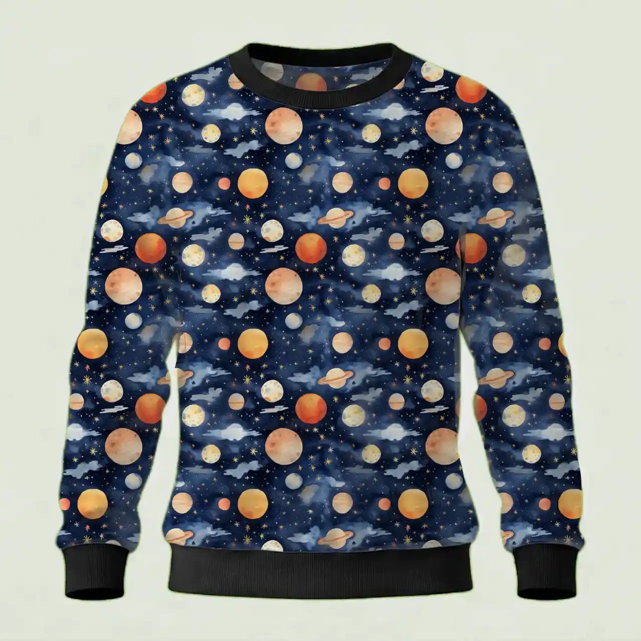 Kids Navy Color Clestial Print Sweatshirt - Image 2