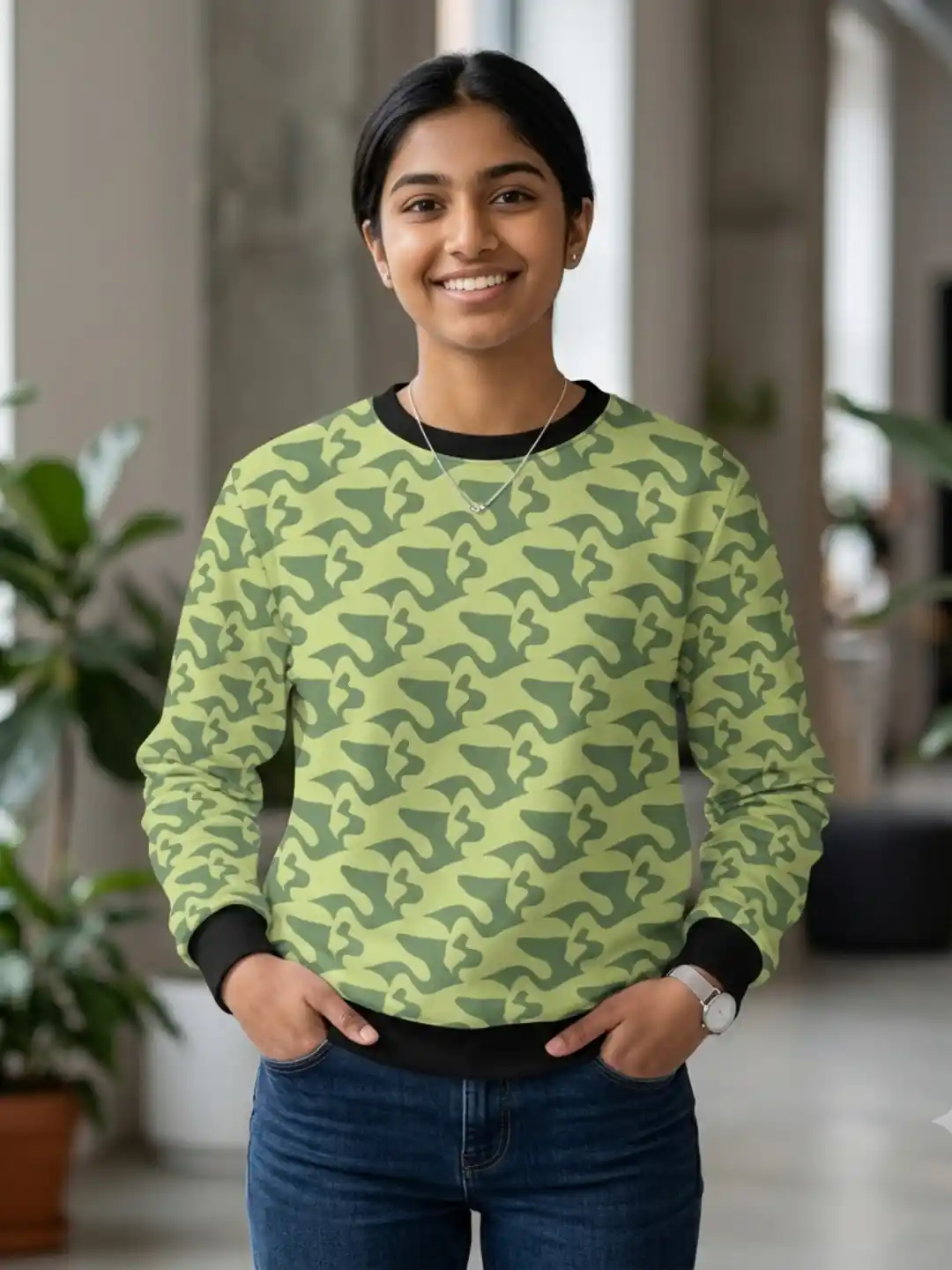Kids Lime Camouflage Sweatshirt