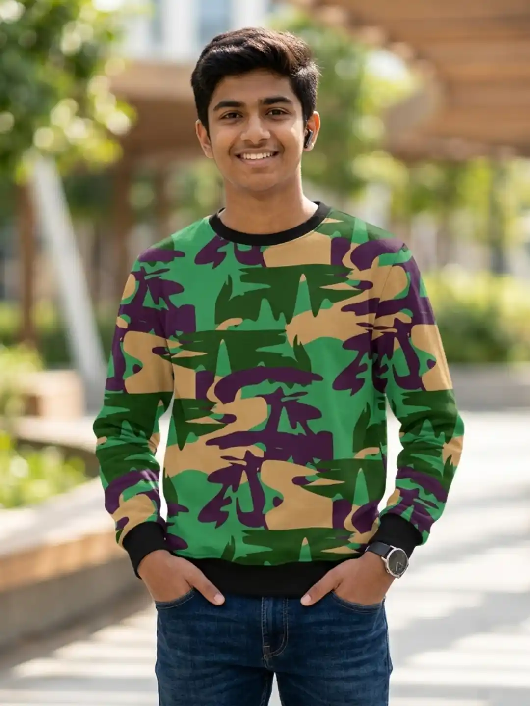 Kids Army Style Camo Sweatshirt
