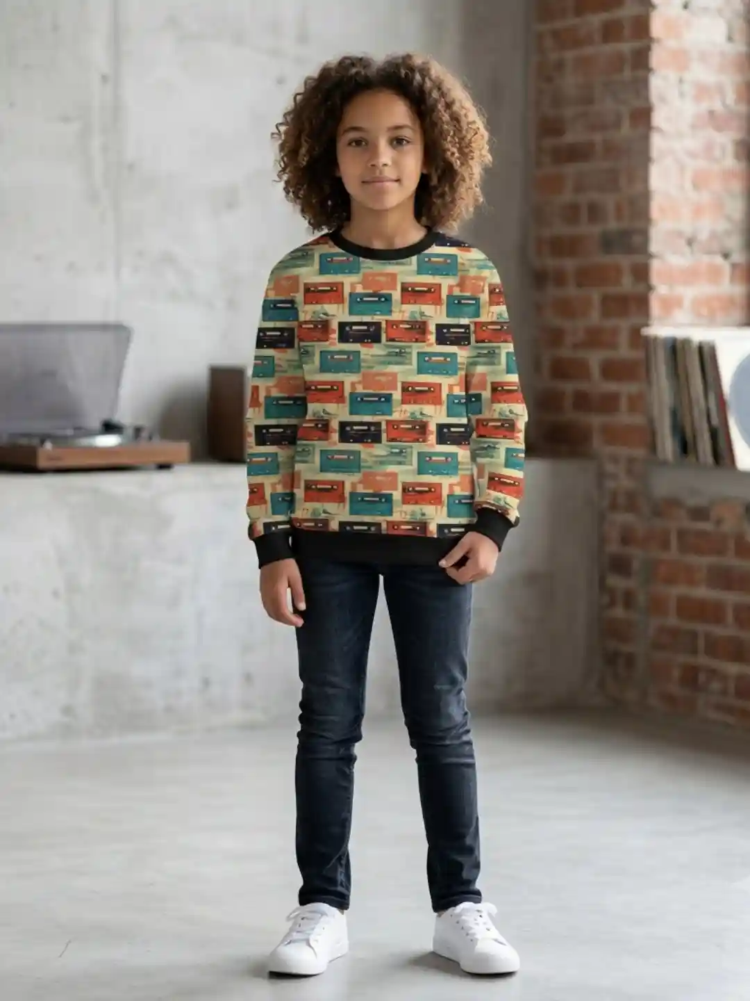 Kids Retro Style Cassette Tape Sweatshirt