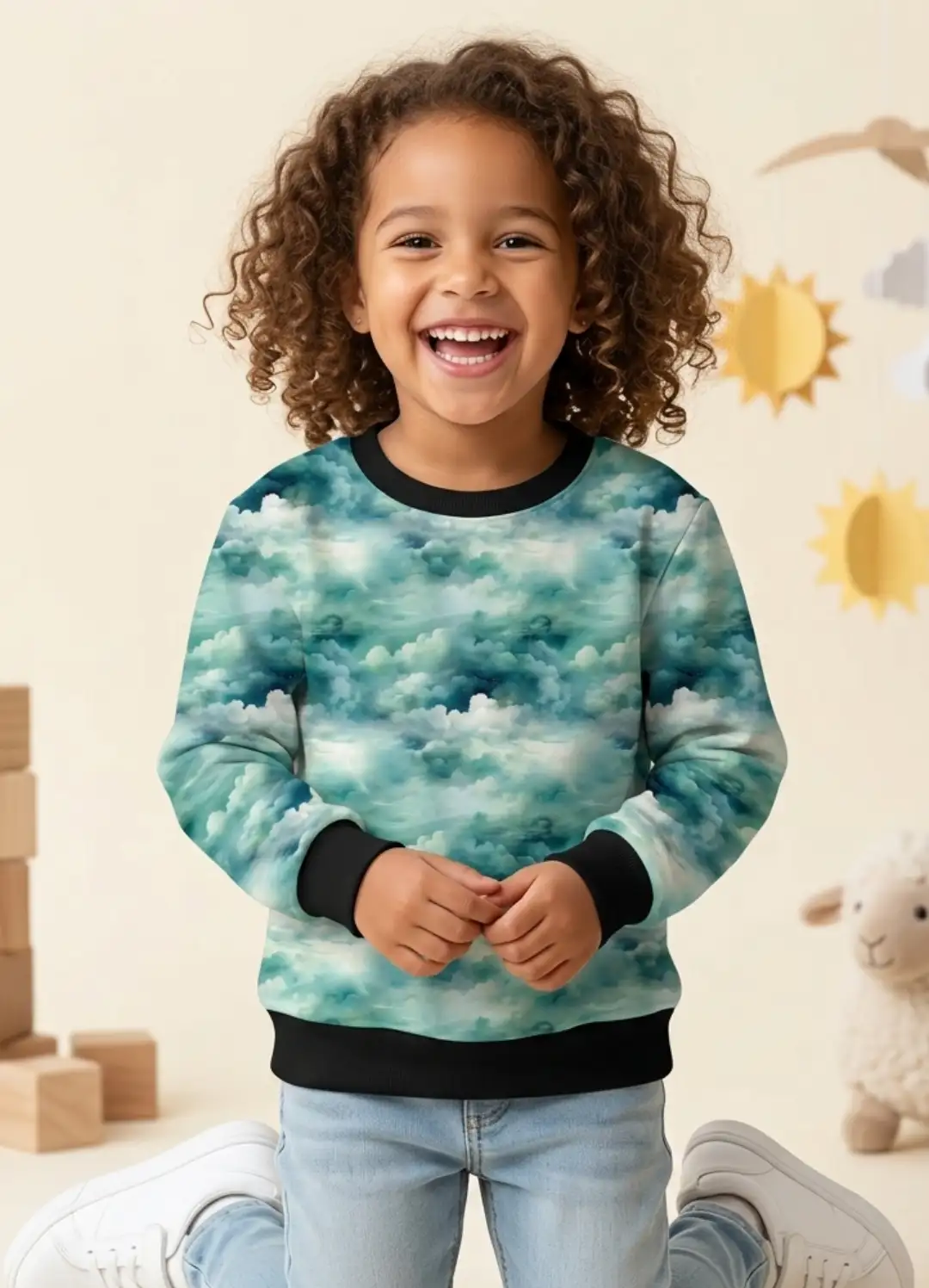 Kids 3D Clouds Print Sweatshirt