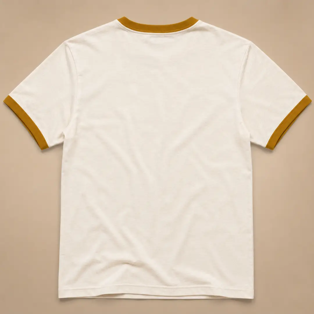 Mustard Yellow Off White Ringer T-shirt - Image 2
