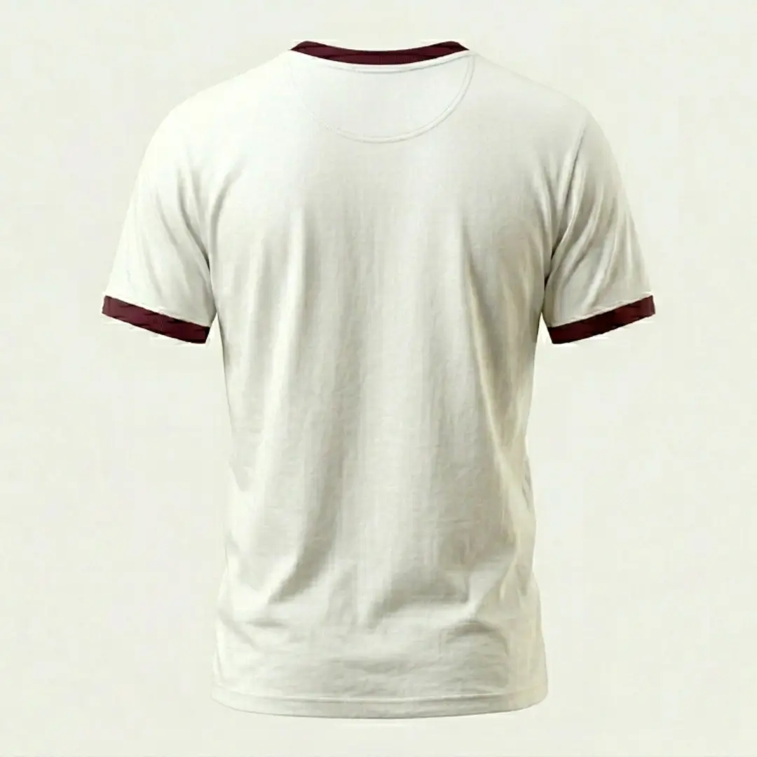 Maroon Off White Ringer T-shirt - Image 3