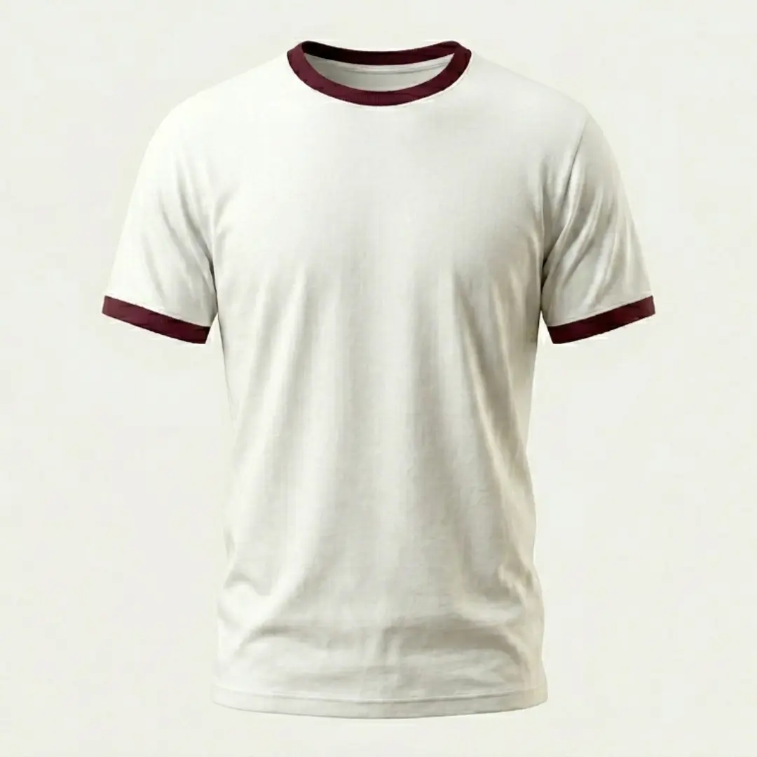 Maroon Off White Ringer T-shirt - Image 2