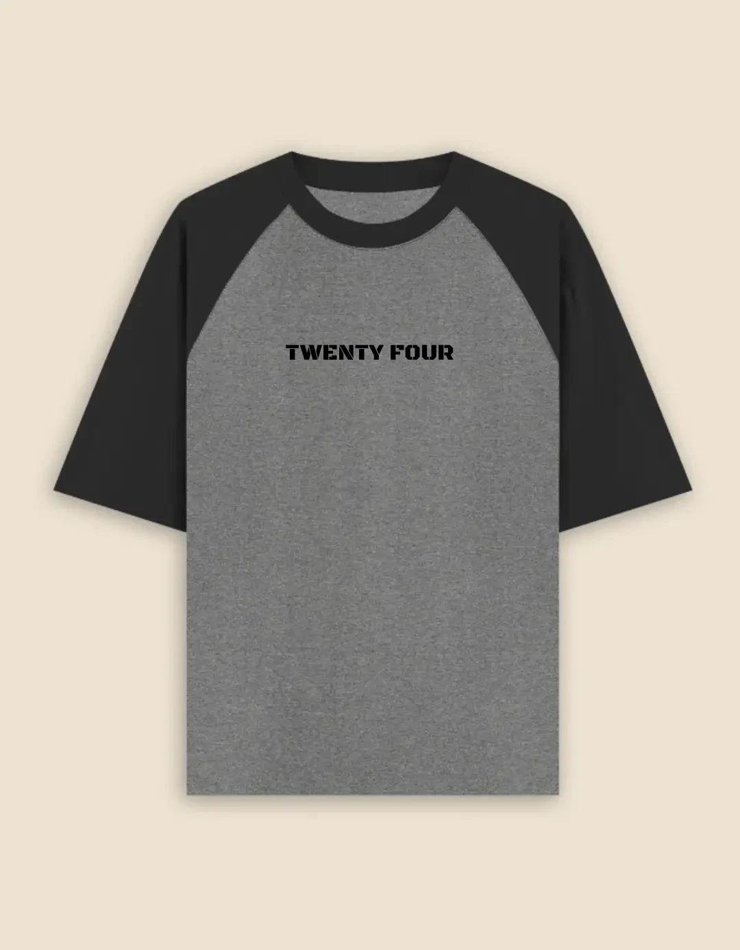 Twenty Four Oversized Black Charcoal Grey Raglan T-shirt