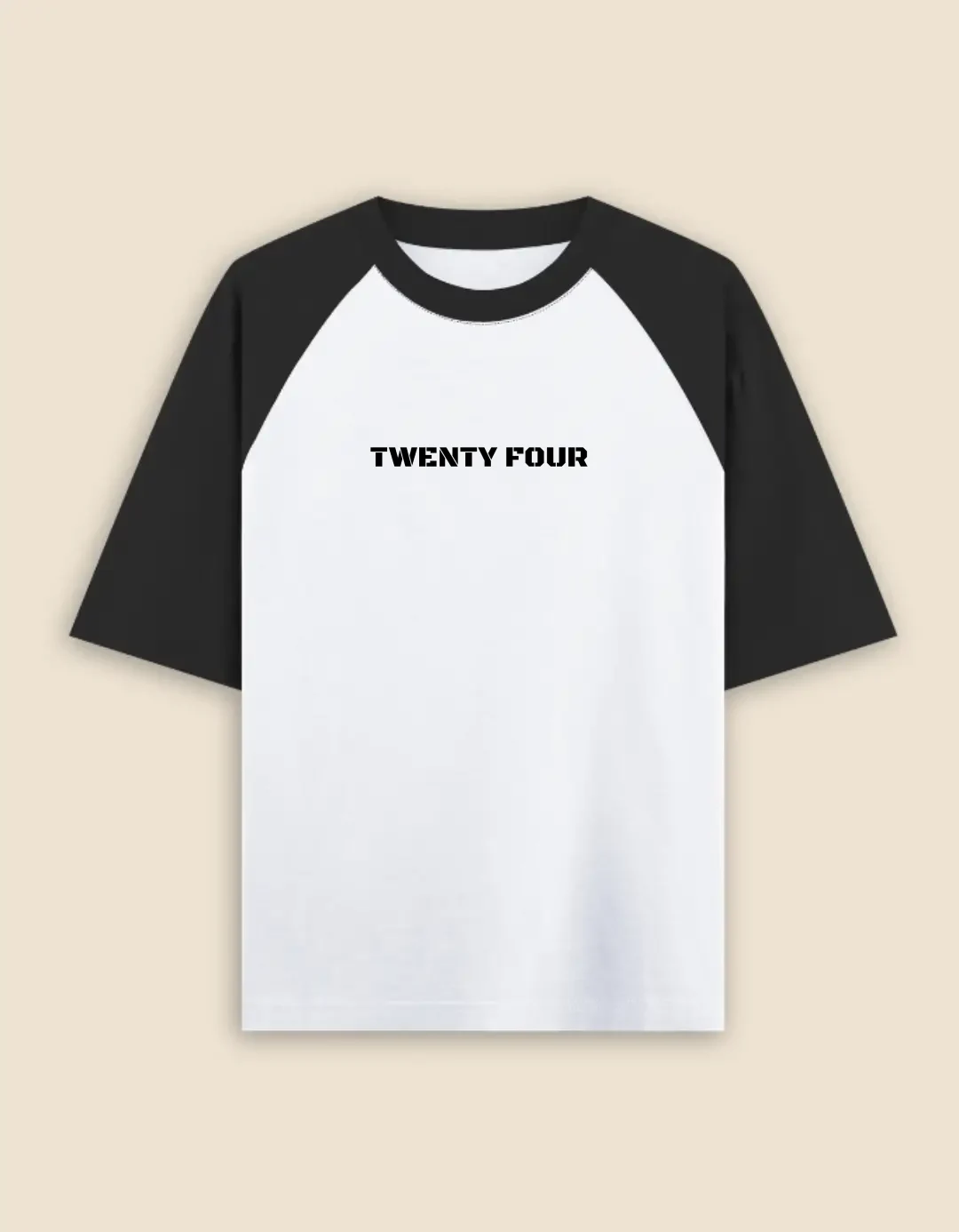 Twenty Four Oversized Black White Raglan T-shirt - Image 2