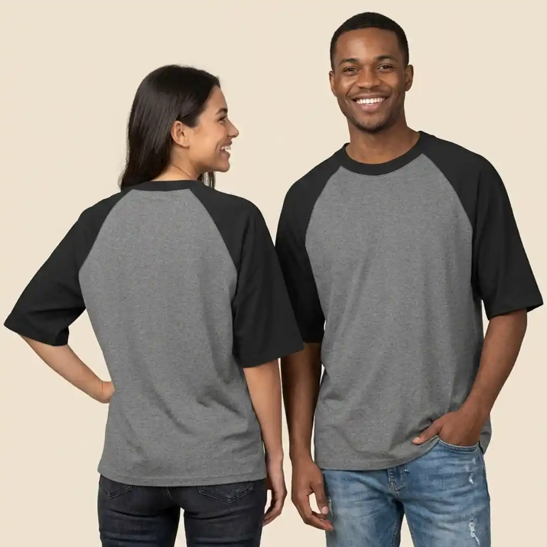 Oversized Black Charcoal Grey Raglan T-shirt
