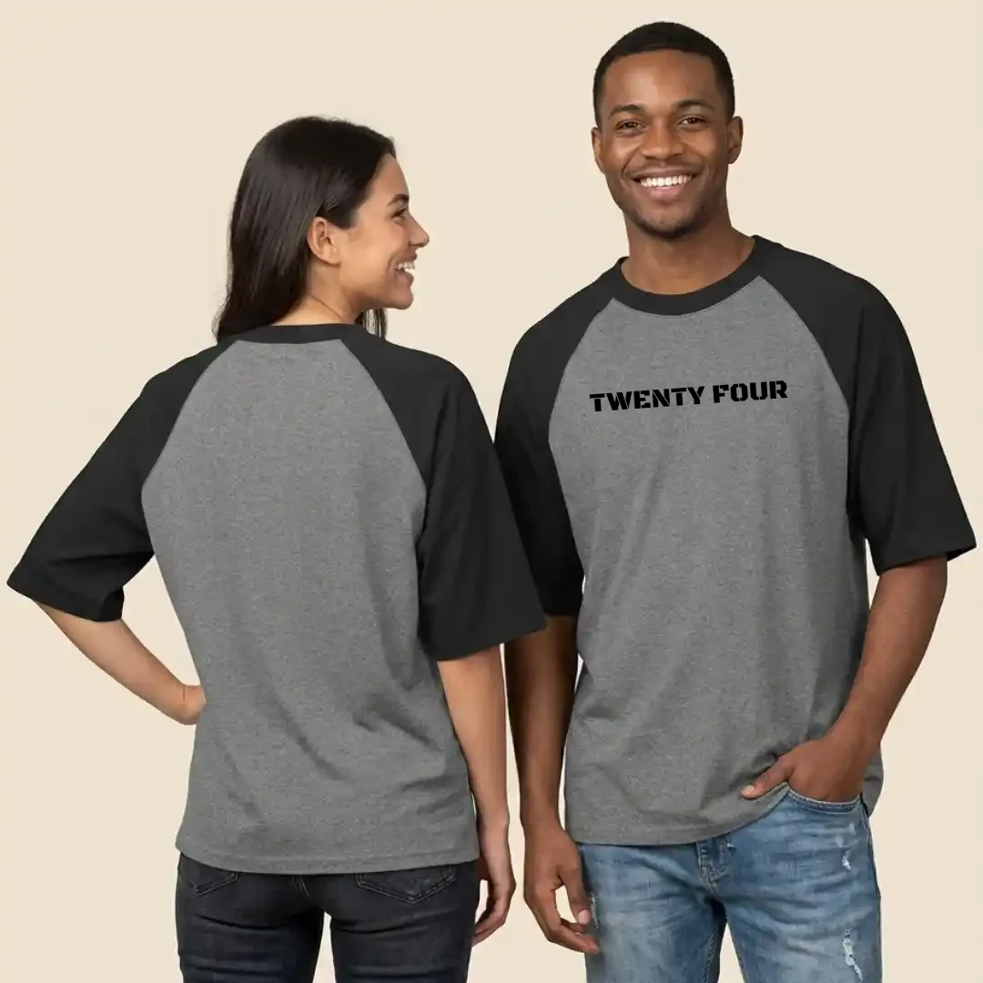 Twenty Four Oversized Black Charcoal Grey Raglan T-shirt