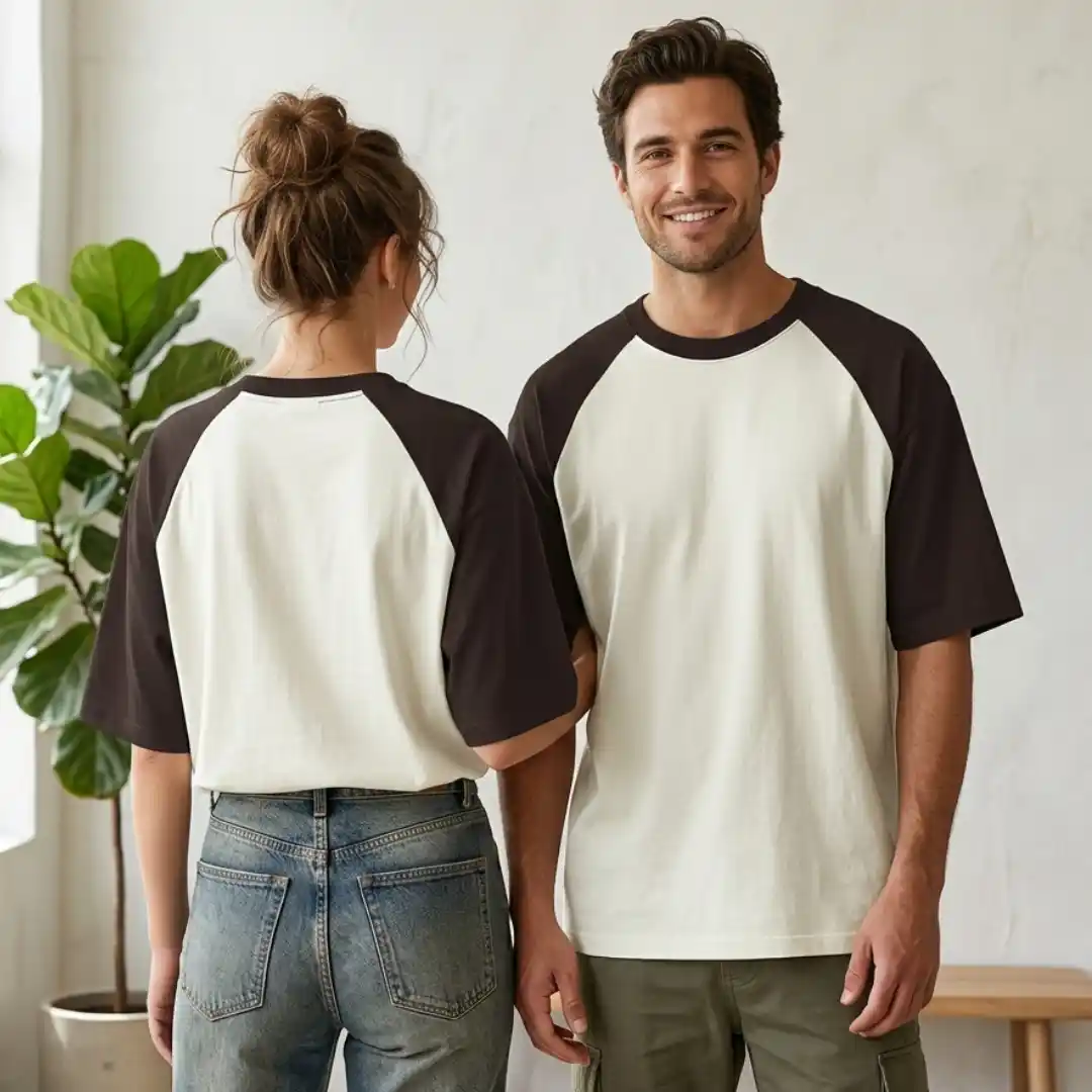 Oversized Coffee Brown Off White Raglan T-shirt