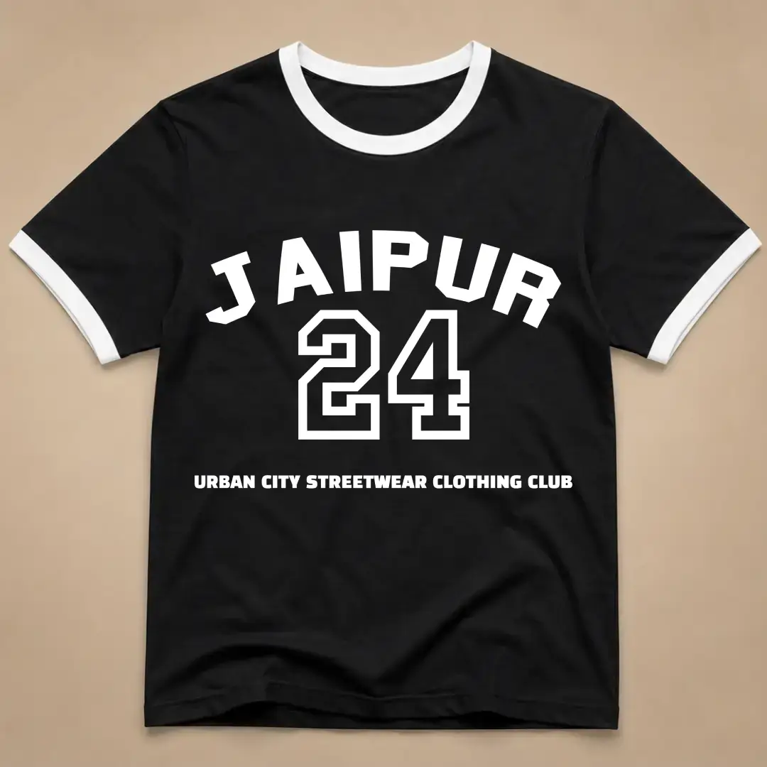 Jaipur City White Black Ringer T-shirt