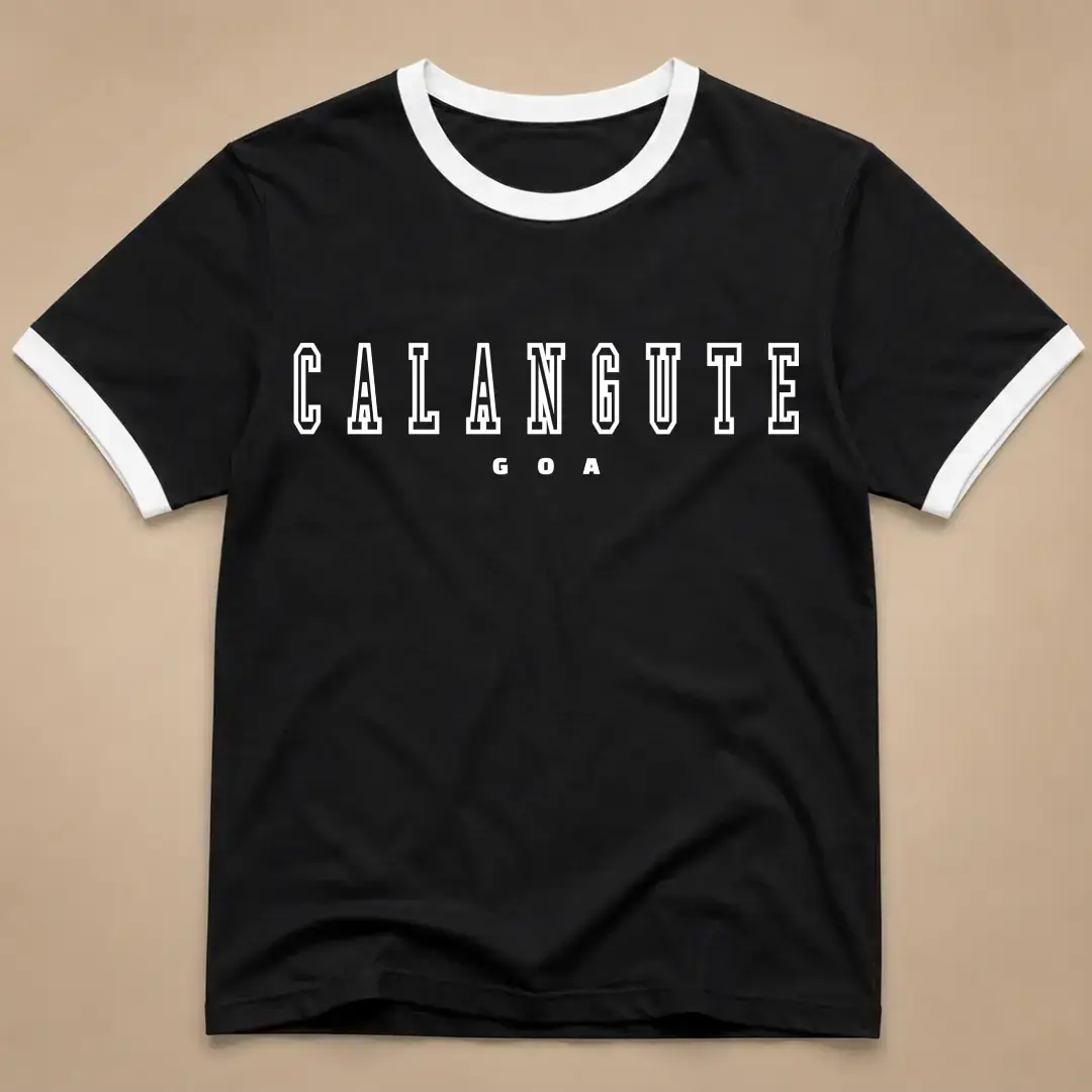 Calangute White Black Ringer T-shirt