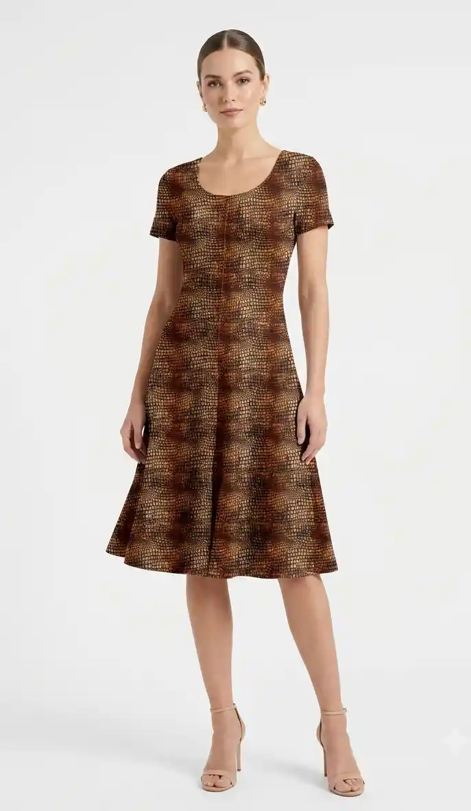 Croc Skin Pattern Printed Aline Dress