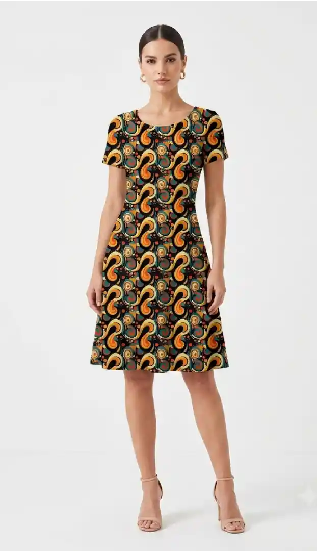 Geometric Abstract Print Aline Dress
