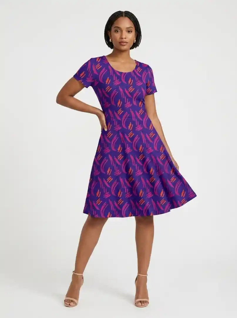 Wrinkle Free Purple Aline Dress