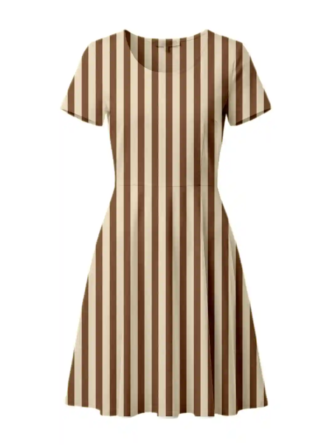 Simple Stretch Fit Coffee Color Aline Dress - Image 2