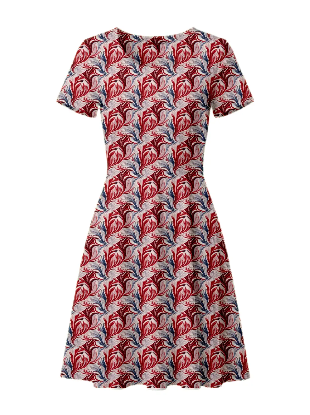Red Blue Printed Aline Dress - Image 2